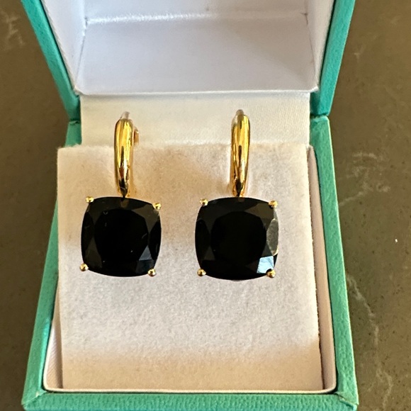 Elegant Black Onyx Gold Over lay Earrings - Picture 1 of 4